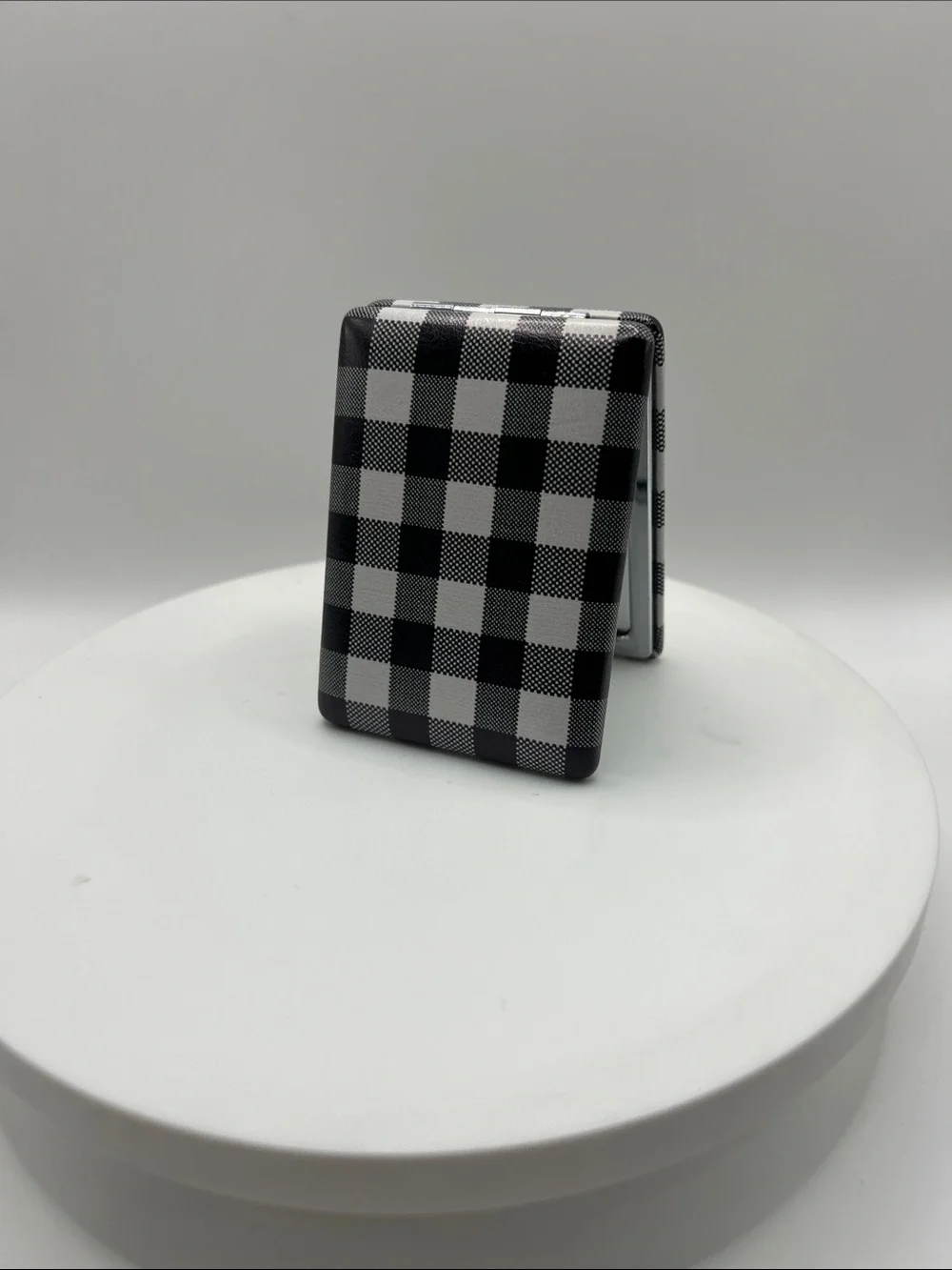 754. Black and White Checkered Compact Mirror